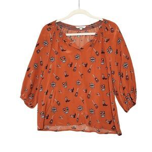 Tucker Women's Orange Western Sheriff 100% Silk Blouse Small